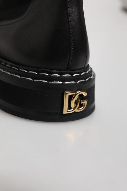 Dolce & Gabbana Black Leather Mid Calf Boots