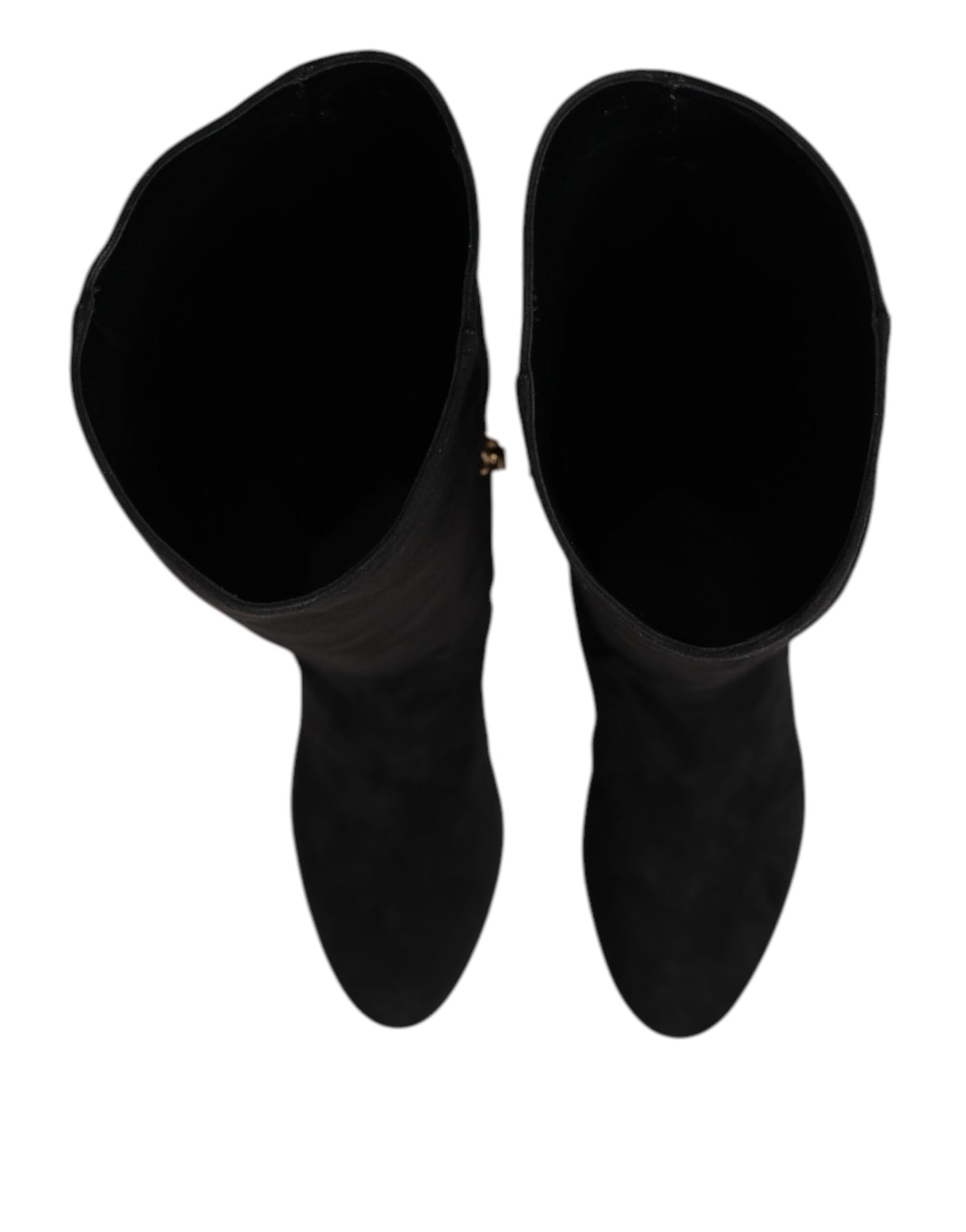 Dolce & Gabbana Black Suede Leather Knee High Boots