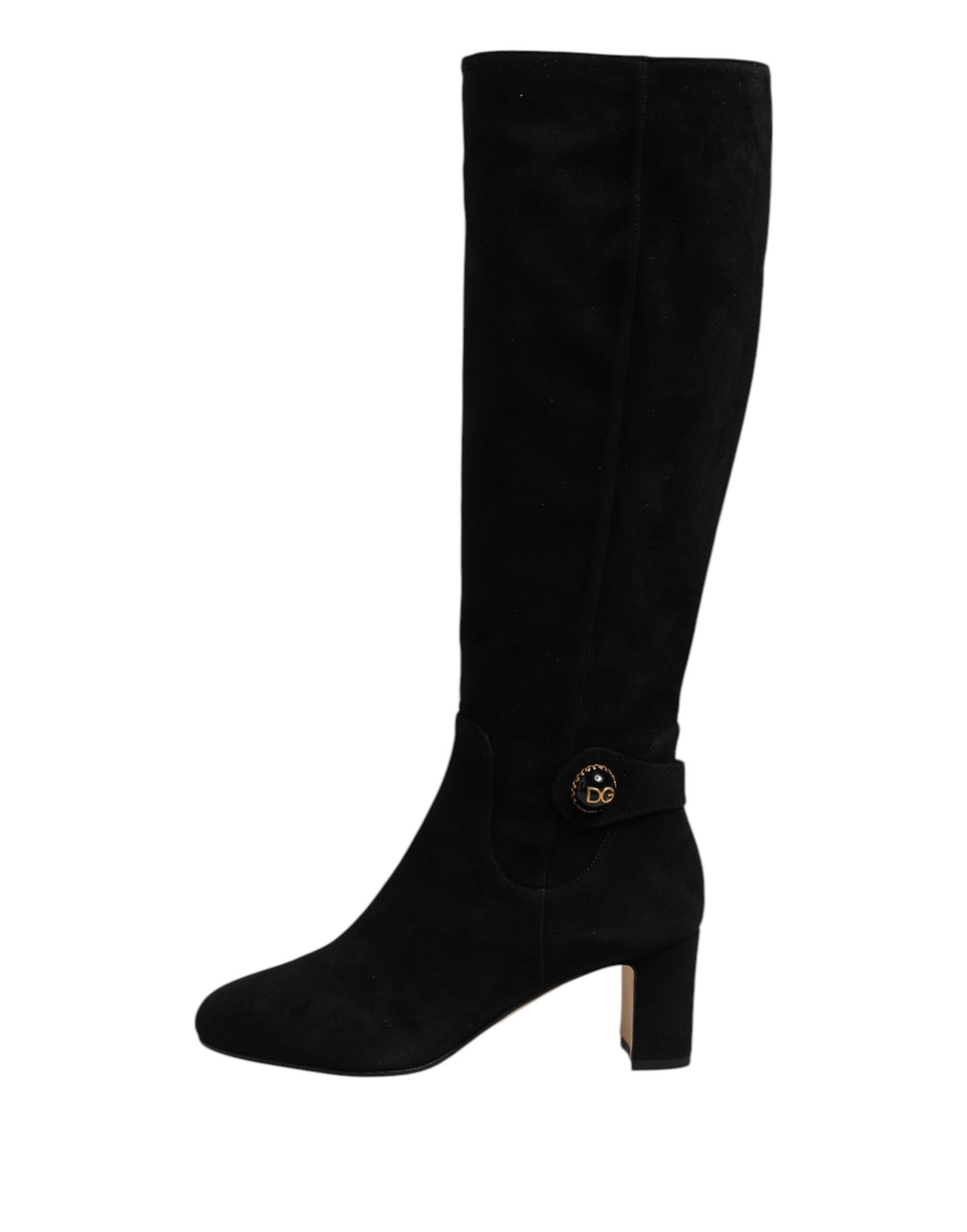 Dolce & Gabbana Black Suede Leather Knee High Boots