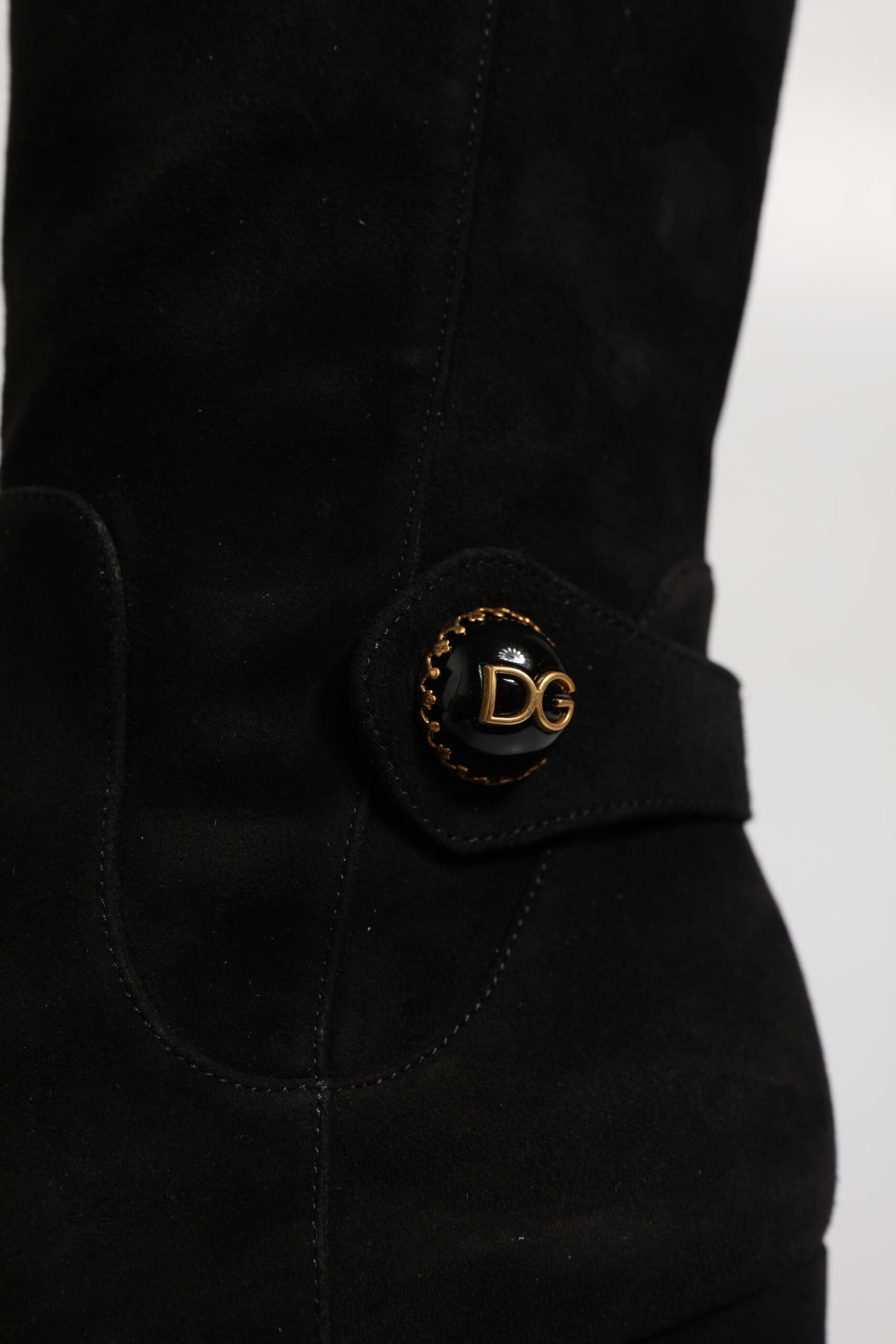 Dolce & Gabbana Black Suede Leather Knee High Boots