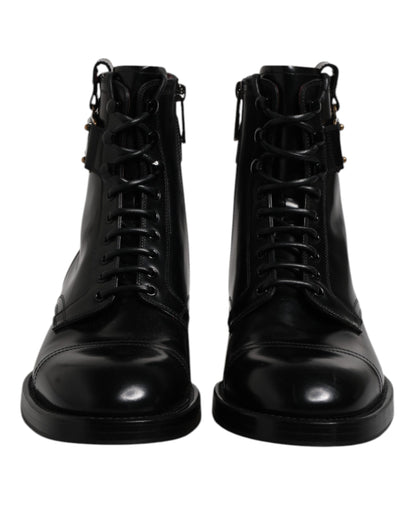 Dolce & Gabbana Black Leather Mid Calf Boots