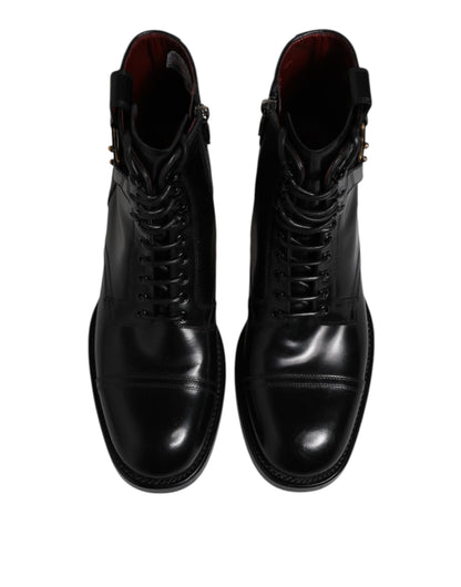 Dolce & Gabbana Black Leather Mid Calf Boots
