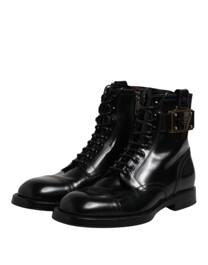 Dolce & Gabbana Black Leather Mid Calf Boots