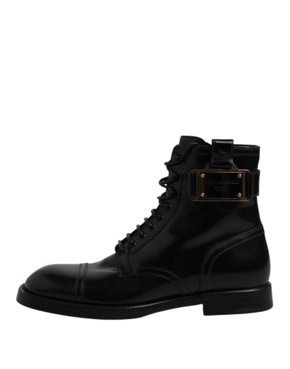 Dolce & Gabbana Black Leather Mid Calf Boots