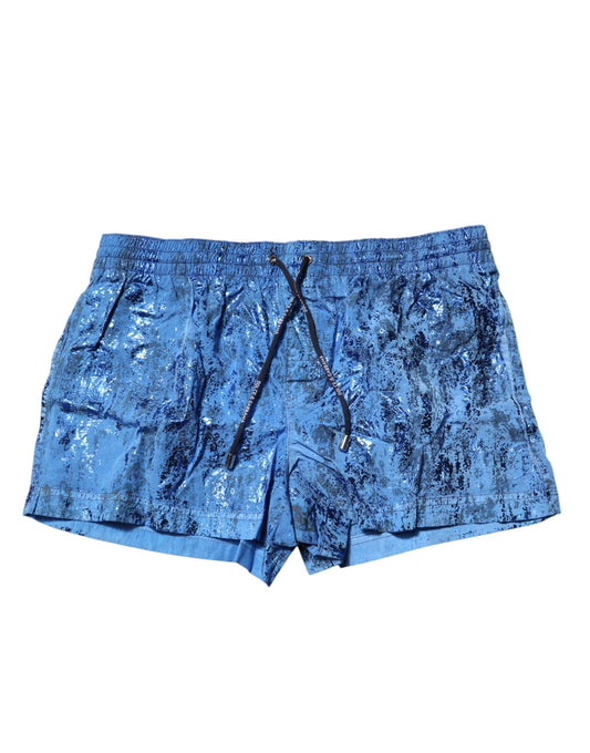 Dolce & Gabbana Blue Logo Drawstring Beachwear Shorts