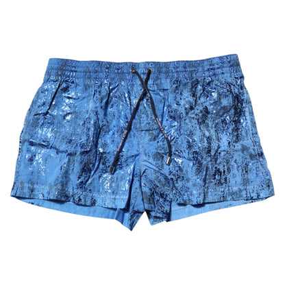 Dolce & Gabbana Blue Logo Drawstring Beachwear Shorts