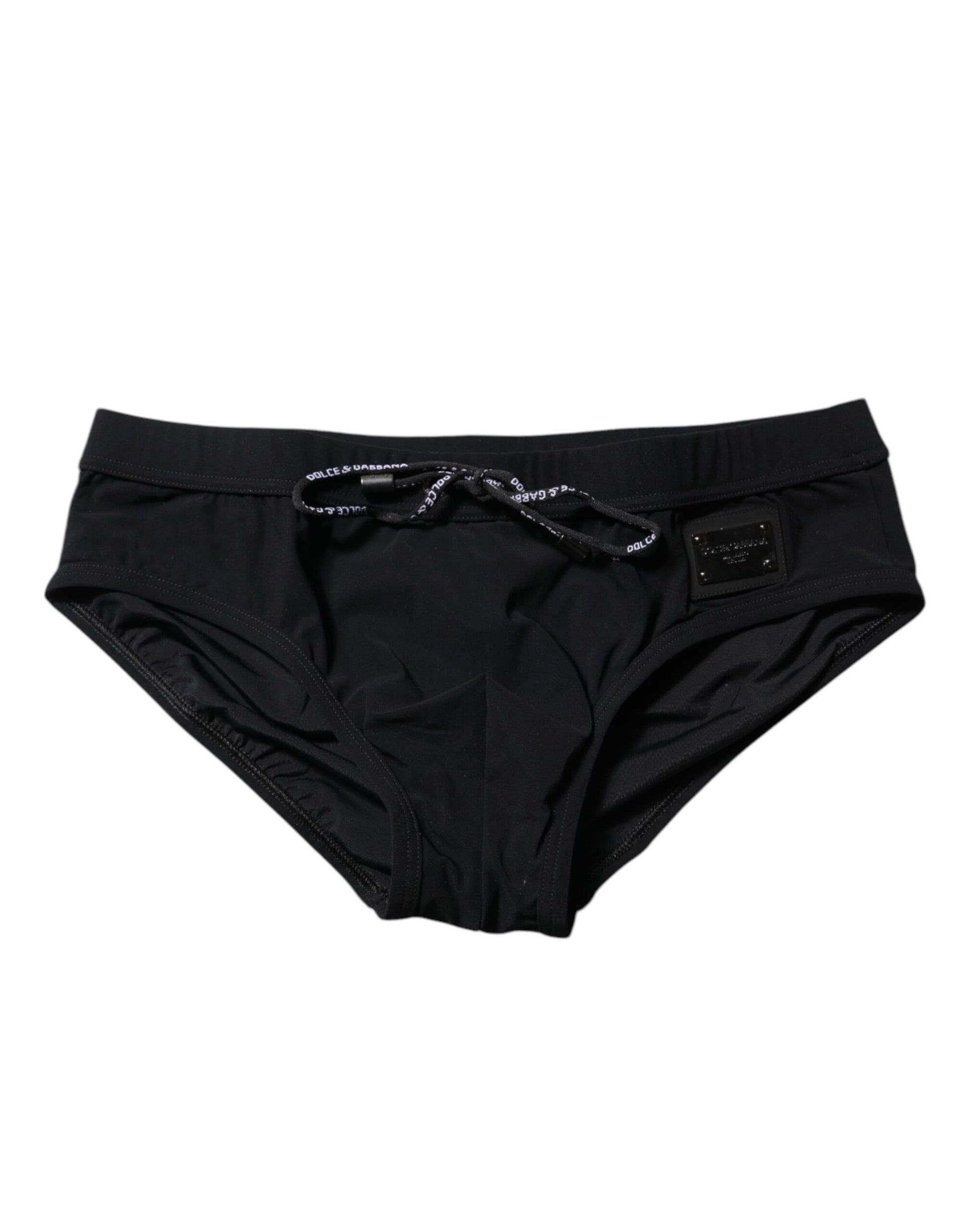 Dolce & Gabbana Black Logo Plaque Beachwear Brief Swimwear
