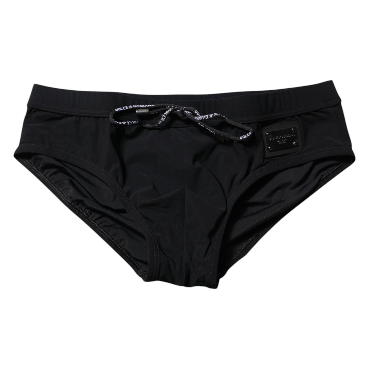 Dolce & Gabbana Black Logo Plaque Beachwear Brief Swimwear