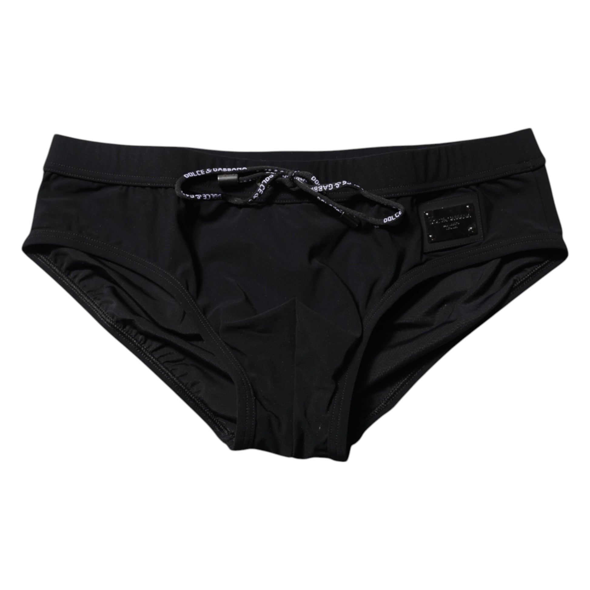 Dolce & Gabbana Black Logo Plaque Beachwear Brief Swimwear