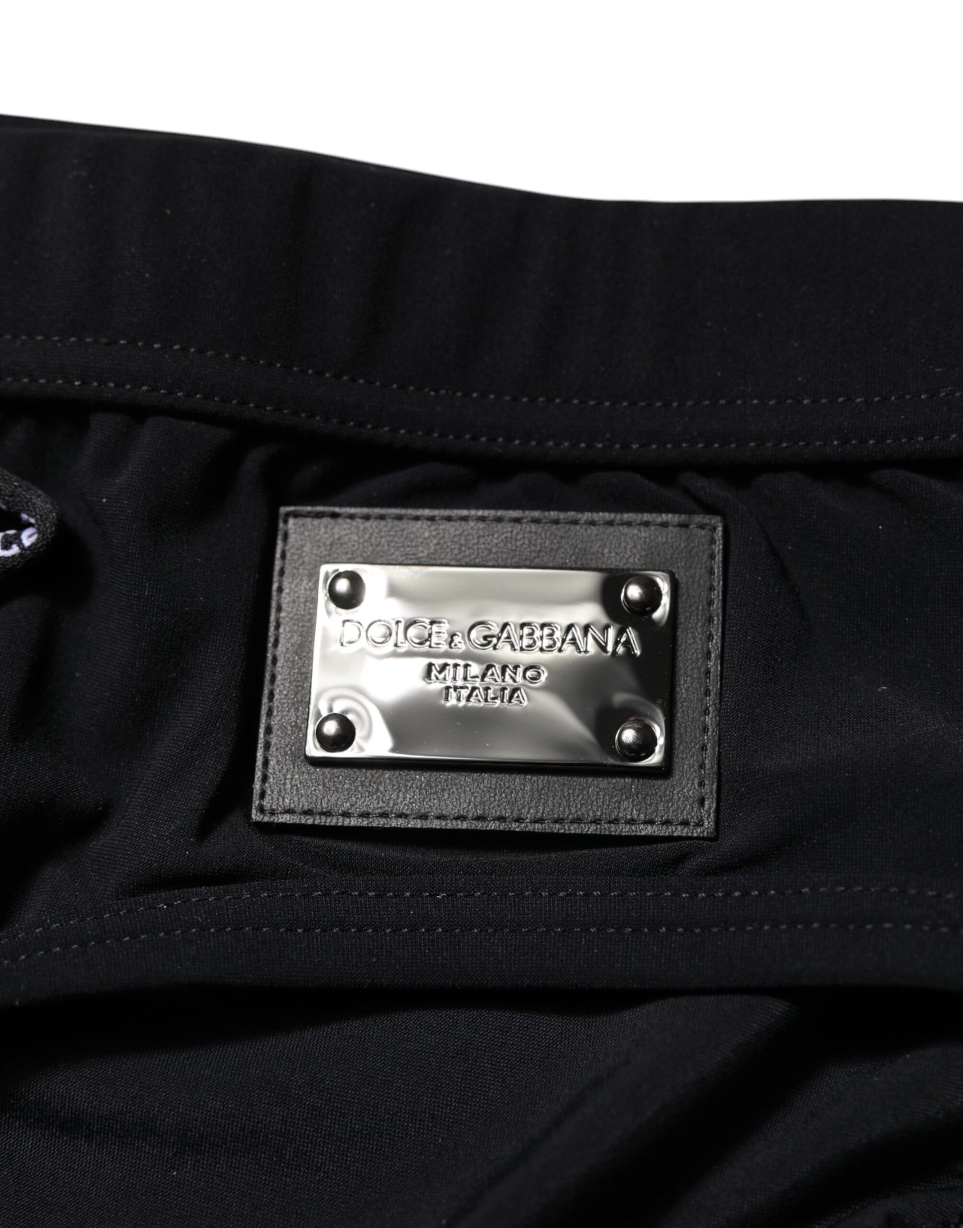 Dolce & Gabbana Black Logo Plaque Beachwear Brief Swimwear
