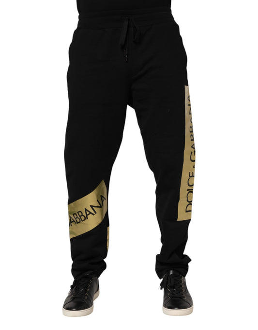Dolce & Gabbana Black Cotton Logo Tape Jogger Pants