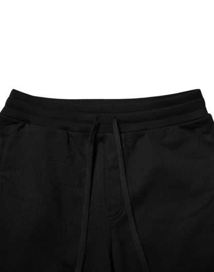 Dolce & Gabbana Black Cotton Logo Tape Jogger Pants