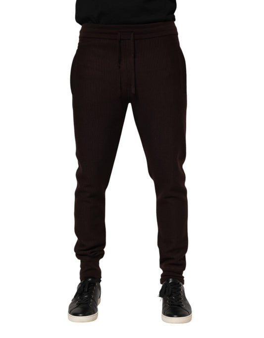 Dolce & Gabbana Brown Cashmere Men Jogger Sweatpants