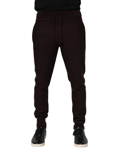 Dolce & Gabbana Brown Cashmere Men Jogger Sweatpants
