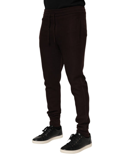 Dolce & Gabbana Brown Cashmere Men Jogger Sweatpants