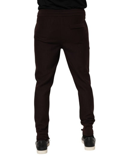 Dolce & Gabbana Brown Cashmere Men Jogger Sweatpants
