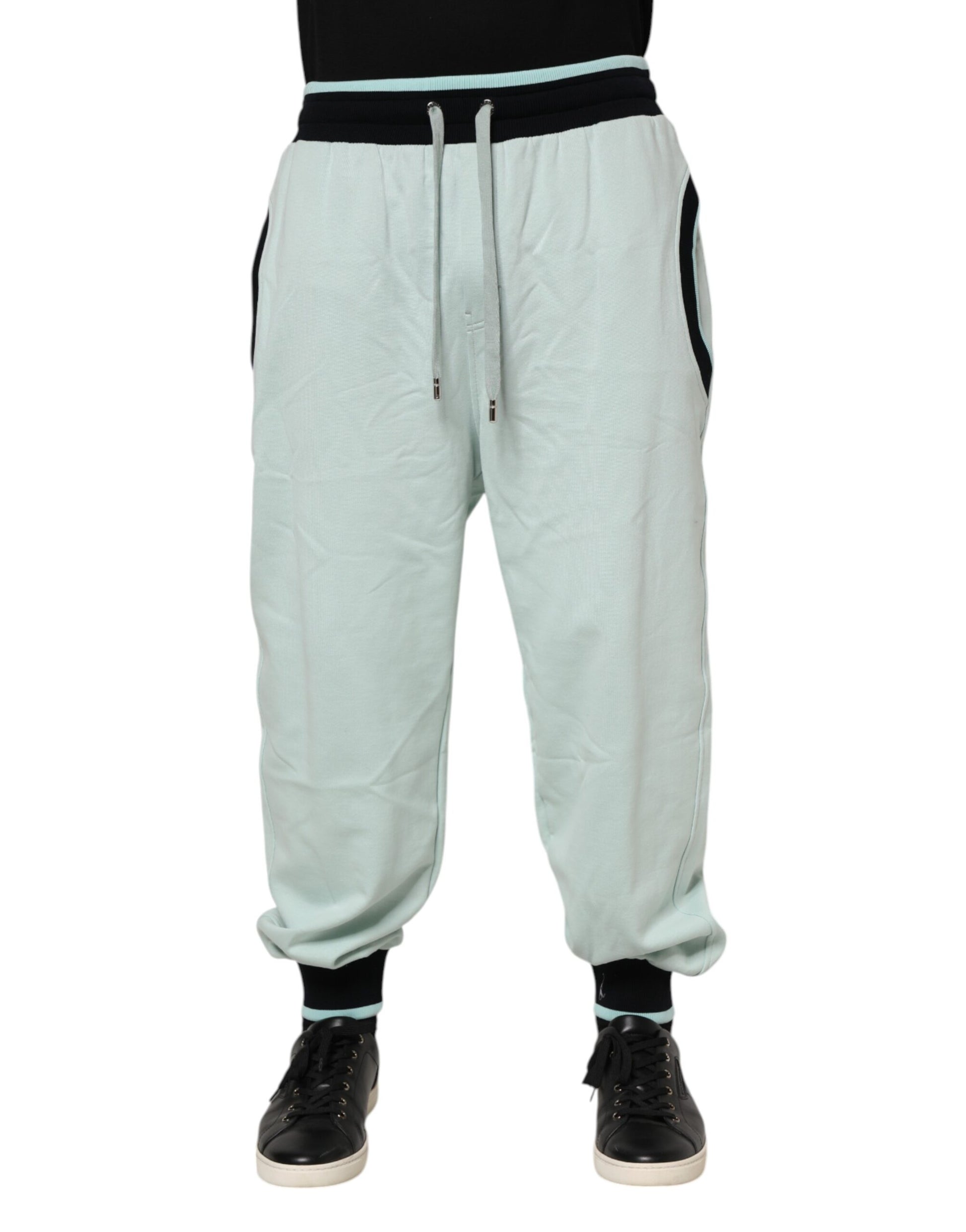 Dolce & Gabbana Light Green Cotton Men Jogger Sweatpants