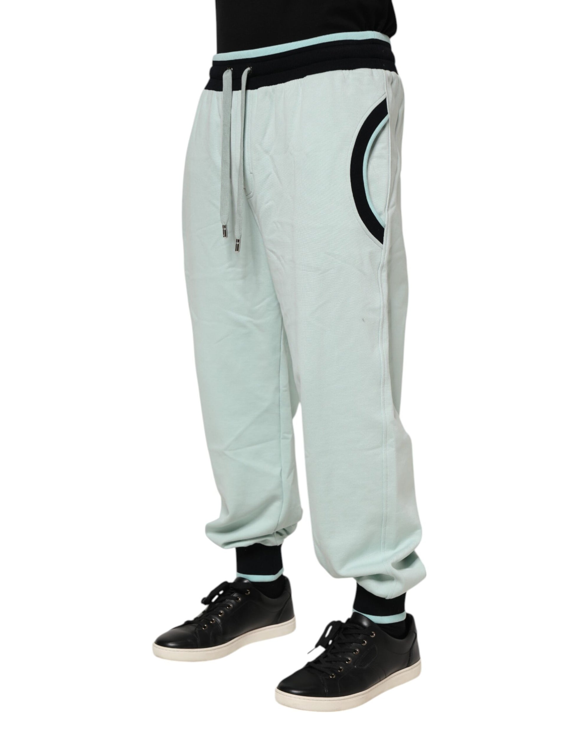 Dolce & Gabbana Light Green Cotton Men Jogger Sweatpants