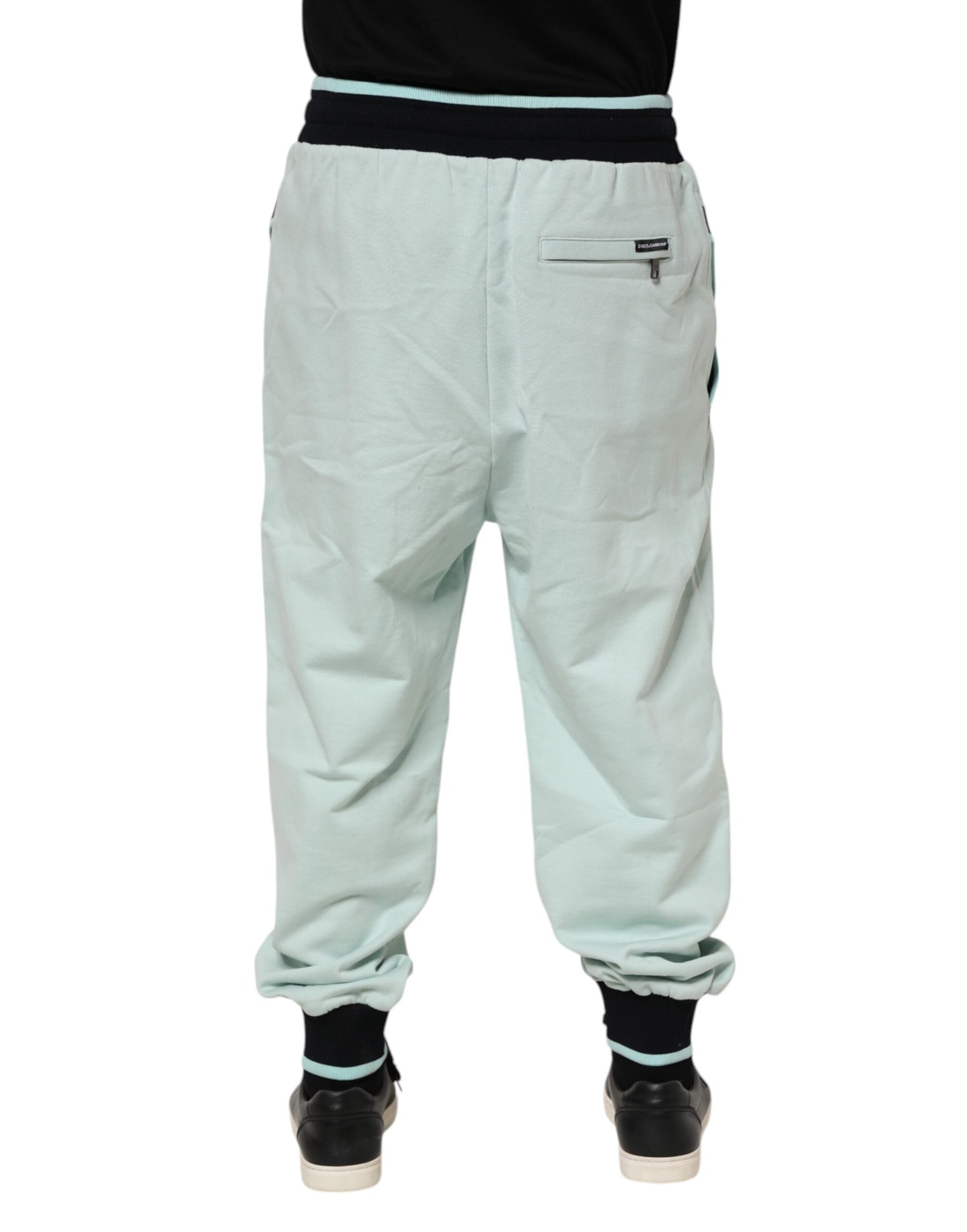 Dolce & Gabbana Light Green Cotton Men Jogger Sweatpants