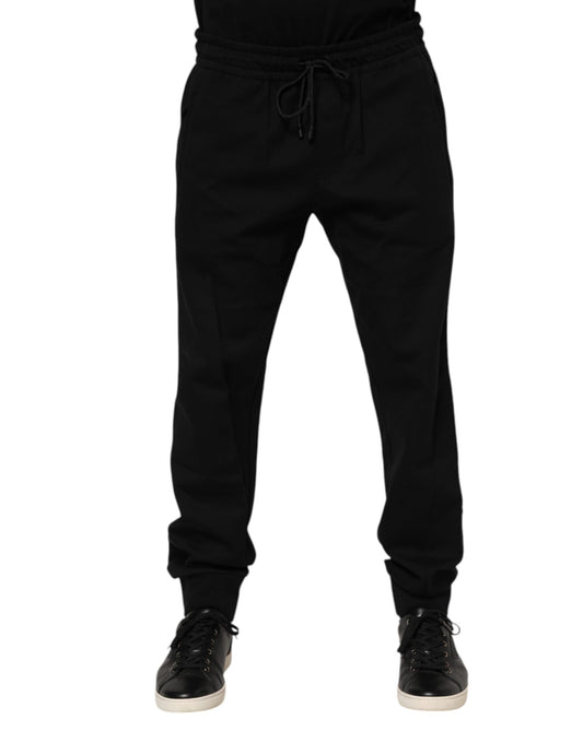 Dolce & Gabbana Black Cotton Men Jogger Sweatpants