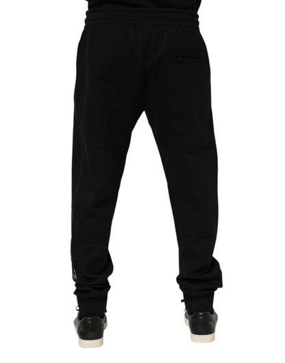 Dolce & Gabbana Black Cotton Men Jogger Sweatpants