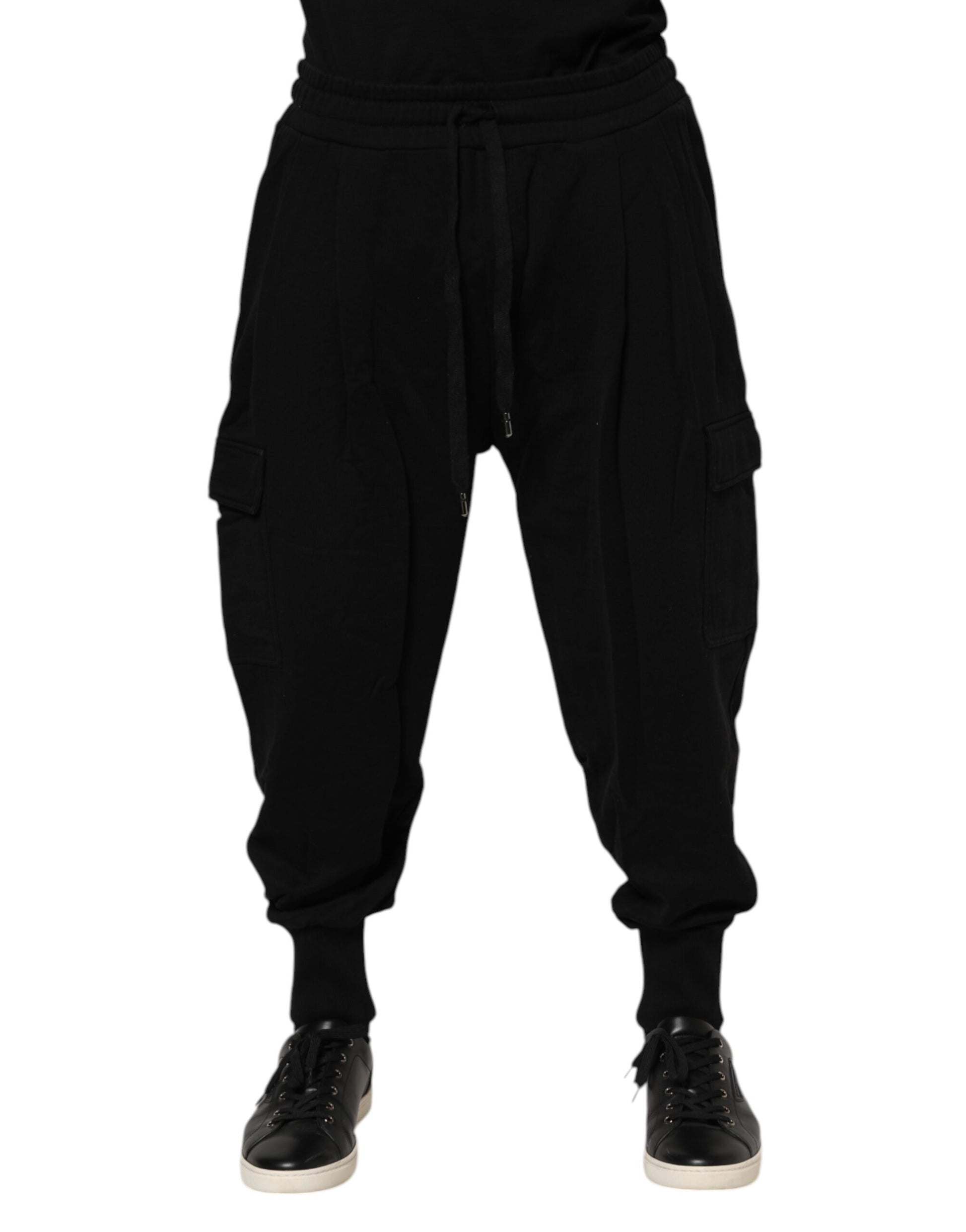 Dolce & Gabbana Black Cotton Logo Jogger Sweatpants