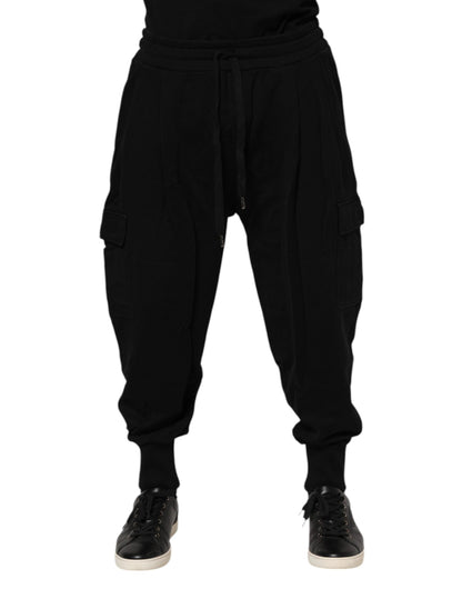 Dolce & Gabbana Black Cotton Logo Jogger Sweatpants