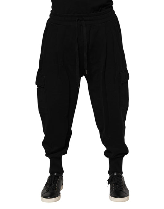 Dolce & Gabbana Black Cotton Logo Jogger Sweatpants