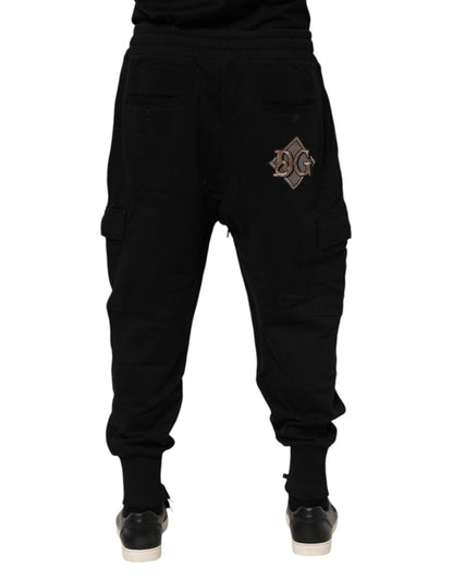 Dolce & Gabbana Black Cotton Logo Jogger Sweatpants