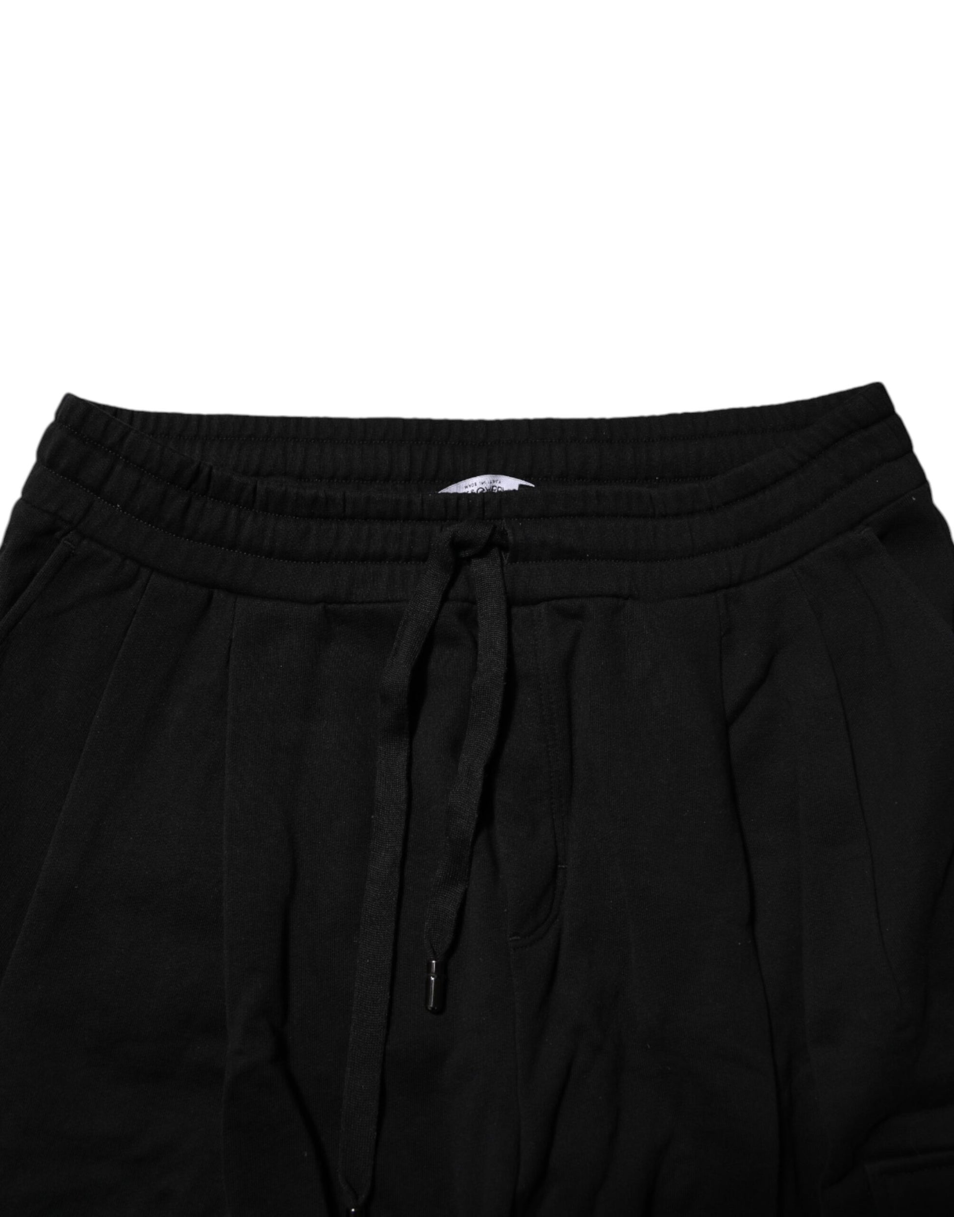 Dolce & Gabbana Black Cotton Logo Jogger Sweatpants