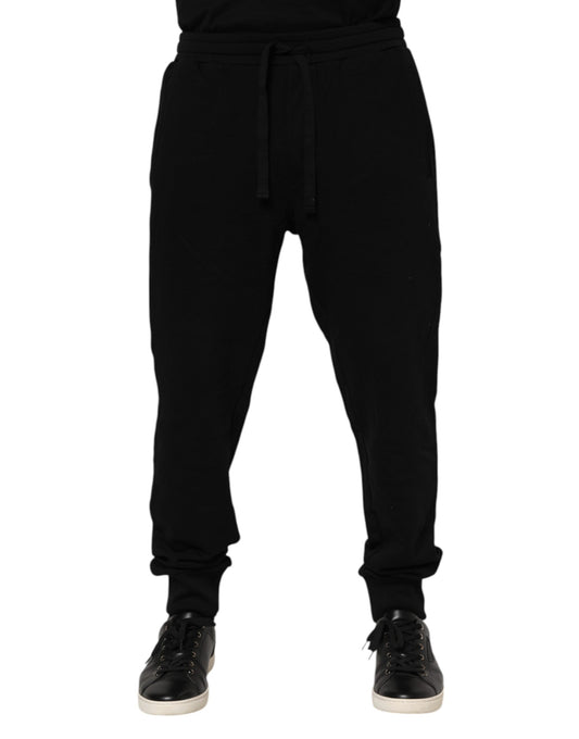 Dolce & Gabbana Black Cotton Crown Jogger Sweatpants