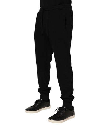 Dolce & Gabbana Black Cotton Crown Jogger Sweatpants