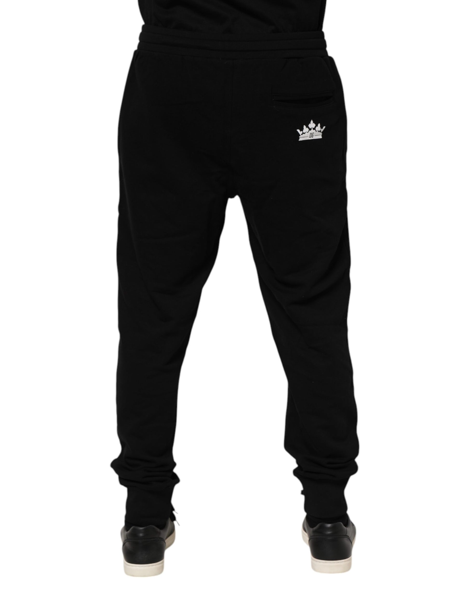 Dolce & Gabbana Black Cotton Crown Jogger Sweatpants