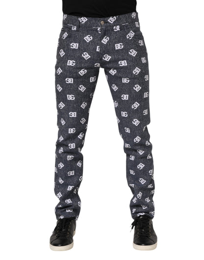 Dolce & Gabbana Dark Gray Logo Cotton Skinny Denim Jeans