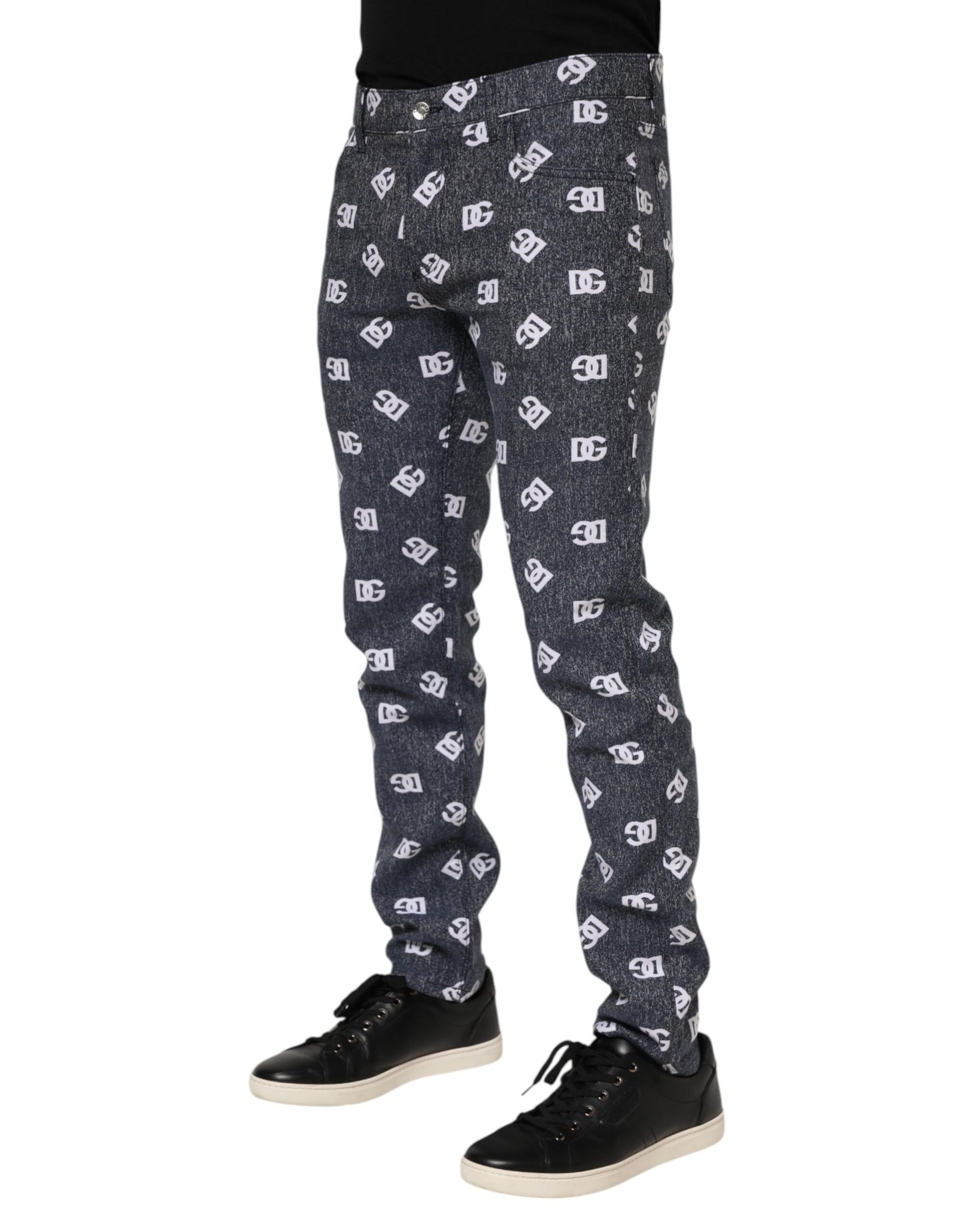 Dolce & Gabbana Dark Gray Logo Cotton Skinny Denim Jeans