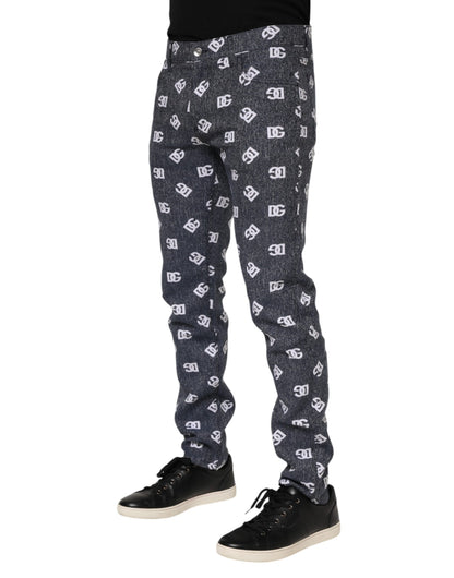 Dolce & Gabbana Dark Gray Logo Cotton Skinny Denim Jeans