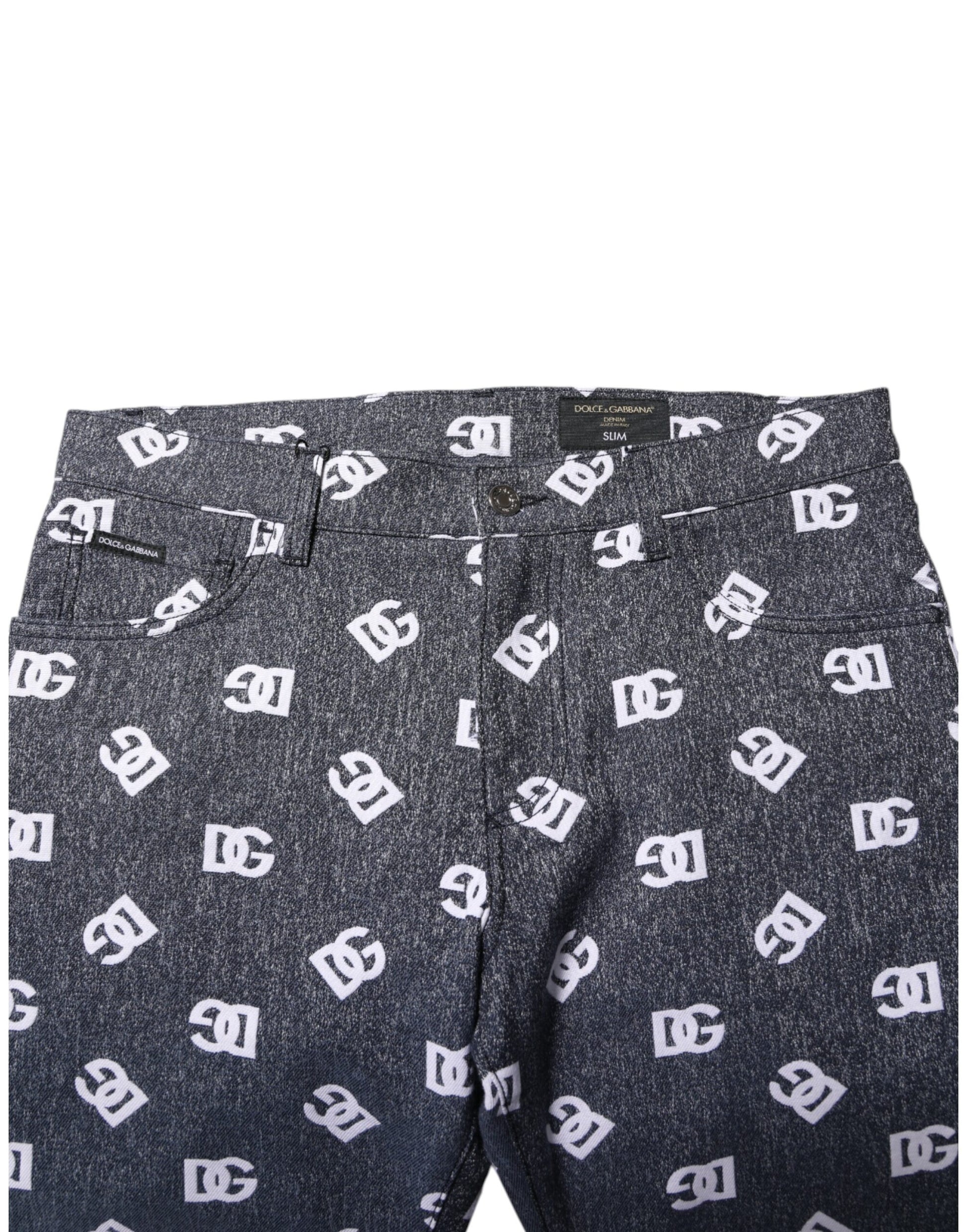 Dolce & Gabbana Dark Gray Logo Cotton Skinny Denim Jeans