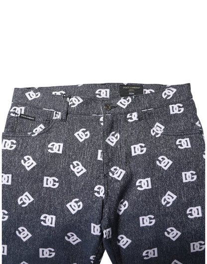 Dolce & Gabbana Dark Gray Logo Cotton Skinny Denim Jeans