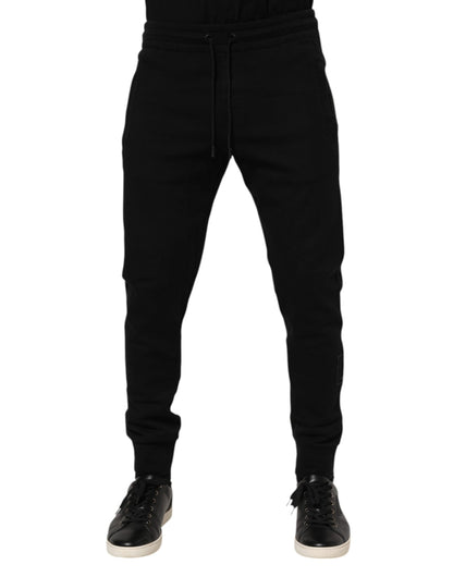 Dolce & Gabbana Black Cotton Men Jogger Sweatpants