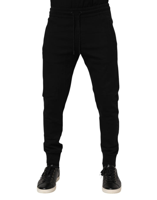 Dolce & Gabbana Black Cotton Men Jogger Sweatpants