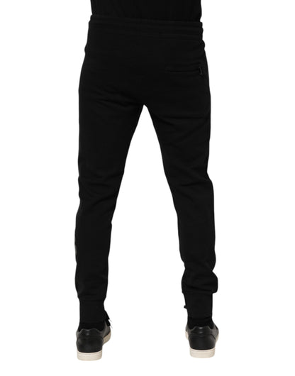 Dolce & Gabbana Black Cotton Men Jogger Sweatpants