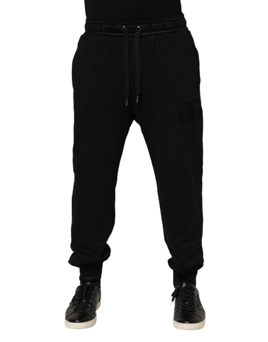 Dolce & Gabbana Black Cotton Drawstring Jogger Pants