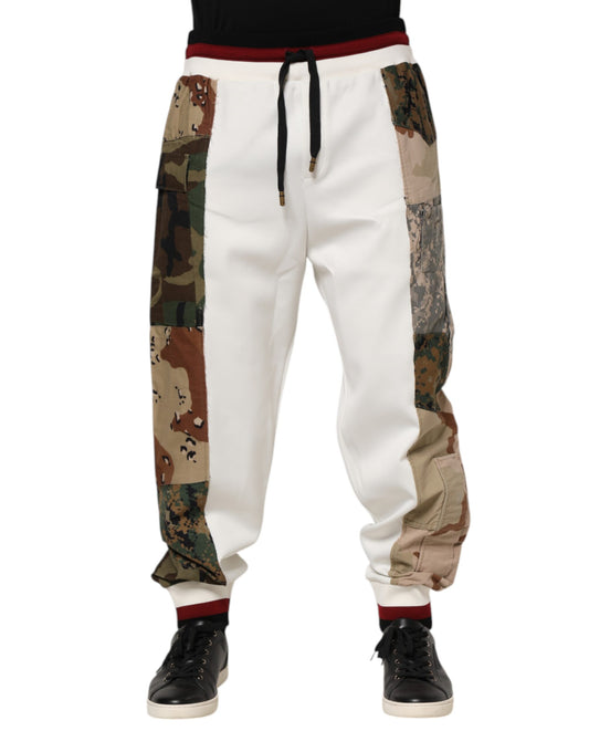 Dolce & Gabbana White Patchwork Jogger Pants - Effortless Elegance Meets Urban Luxury