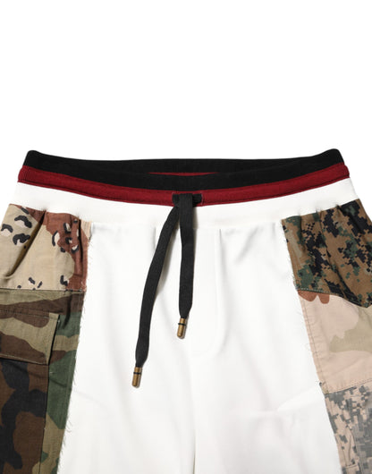 Dolce & Gabbana White Patchwork Jogger Pants - Effortless Elegance Meets Urban Luxury