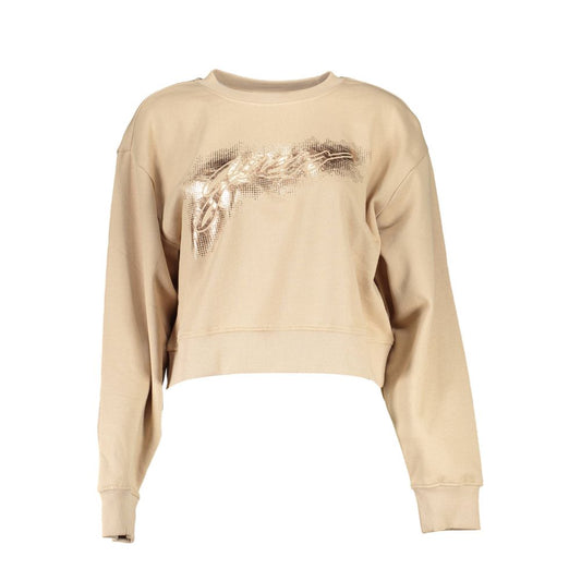 Guess Jeans Beige Cotton Sweater - Stylish Comfort Redefined