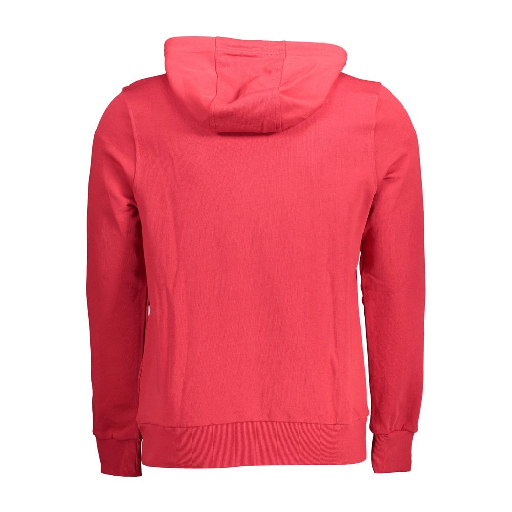 Cavalli Class Red Cotton Sweater with Hood and Zip