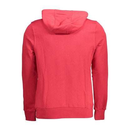 Cavalli Class Red Cotton Sweater with Hood and Zip