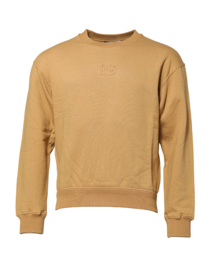 Dolce & Gabbana Mustard Cotton DG Embossed Pullover Sweater for Men