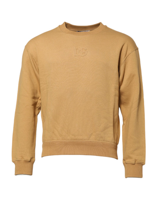 Dolce & Gabbana Mustard Cotton DG Embossed Pullover Sweater for Men