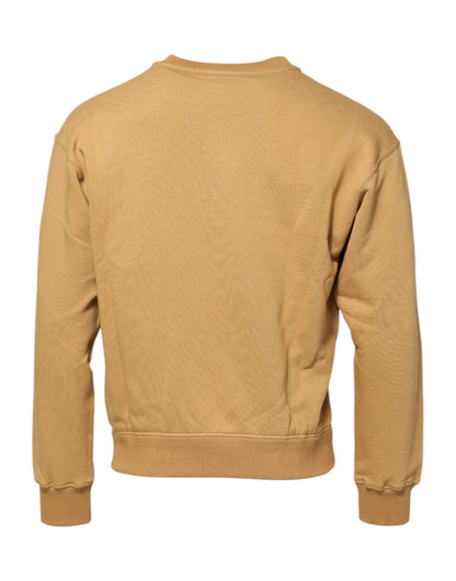 Dolce & Gabbana Mustard Cotton DG Embossed Pullover Sweater for Men